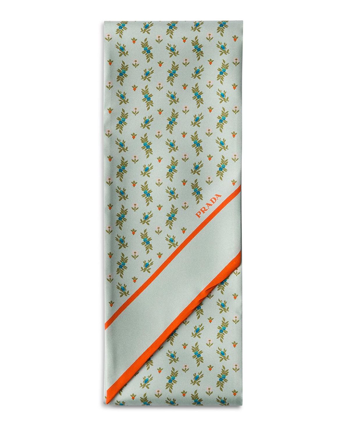 Prada Printed Silk Twill Skinny Scarf