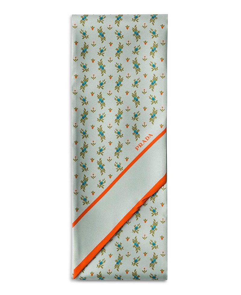 Prada Printed Silk Twill Skinny Scarf