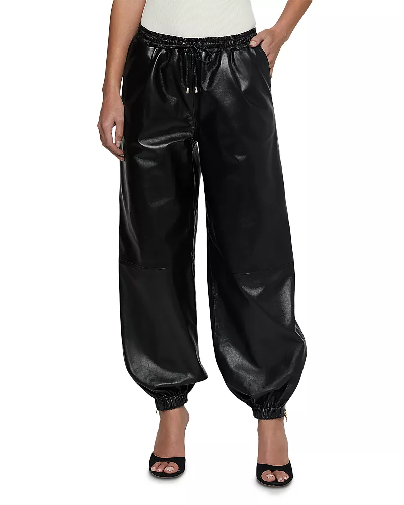 L'Agence Mariko Tk Leather Drawstring Joggers