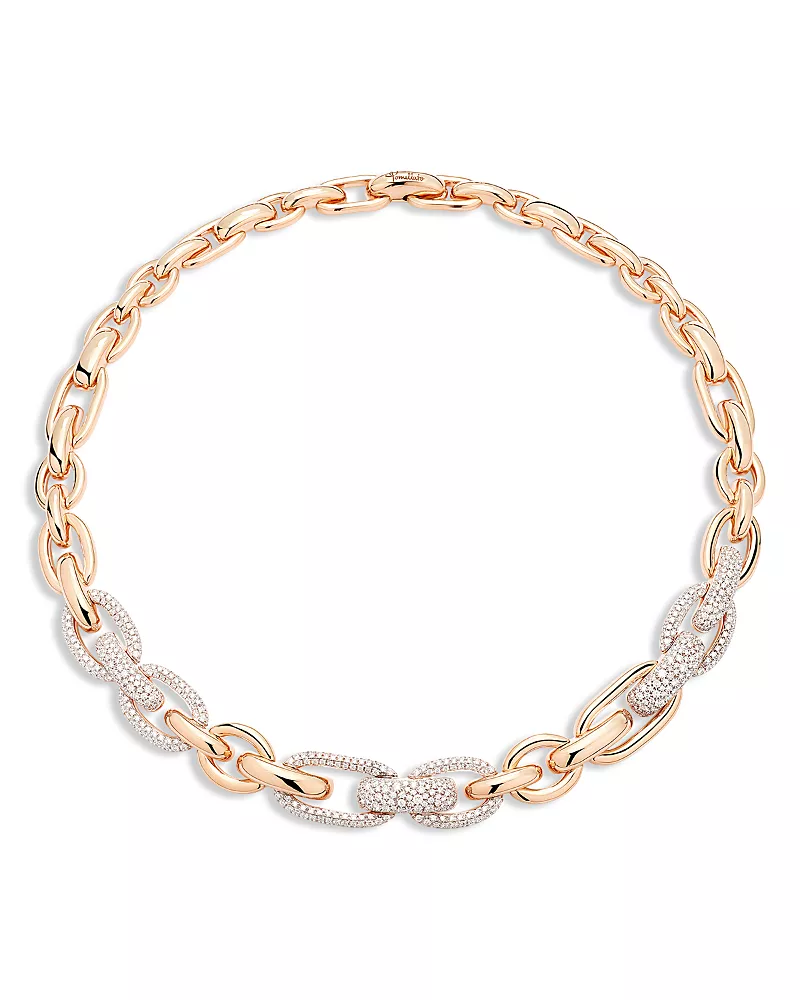 Pomellato 18K Rose Gold Iconica Diamond Link Collar Necklace, 4.85 tcw