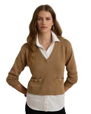 Cotton Layered Look Sweater