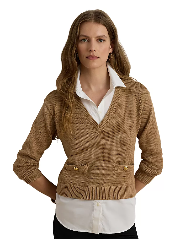 Lauren Ralph Lauren Cotton Layered Look Sweater