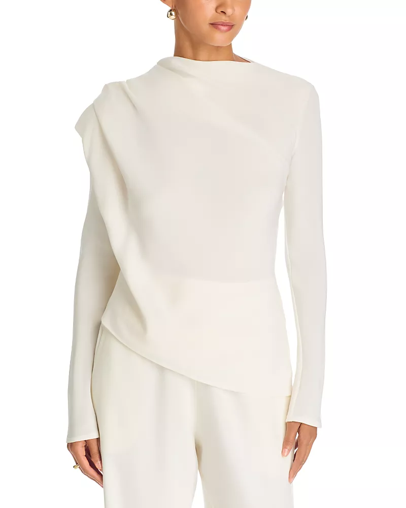 Tove Maevi Silk Asymmetrical Draped Top