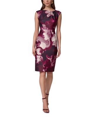 Asymmetric Neck Floral Print Sheath Dress - thumbnail 4