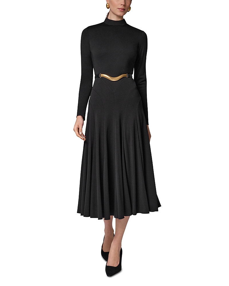 Donna Karan New York Mock Neck Pleated Maxi Dress