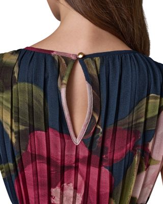 Printed Chiffon Pleated A Line Midi Dress - thumbnail 5