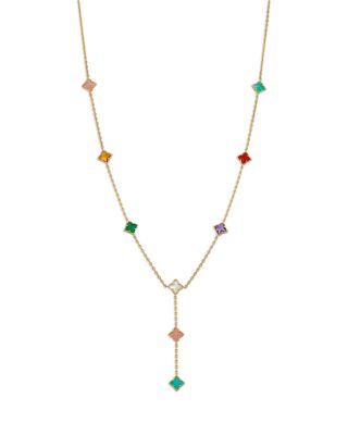 18K Yellow Gold Venetian Princess Multi Stone Lariat Necklace, 15-16"