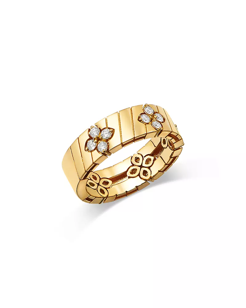 Roberto Coin 18K Yellow Gold Love in Verona Diamond Ridged Band, 0.43 tcw