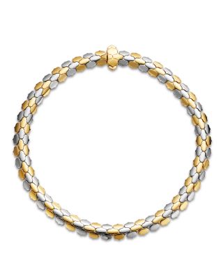 18K White & Yellow Gold Men's Cobra Link Chain Bracelet