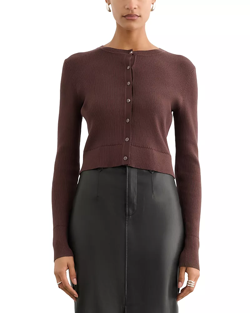 Toccin Zoe Ribbed Cropped Cardigan