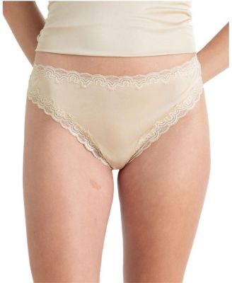  Women's Soft Silk Lace Trim Thong