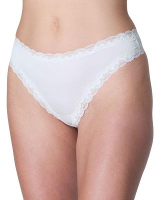  Women's Soft Silk Lace Trim Thong