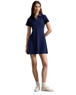 Cable Knit Stretch Jacquard Polo Dress
