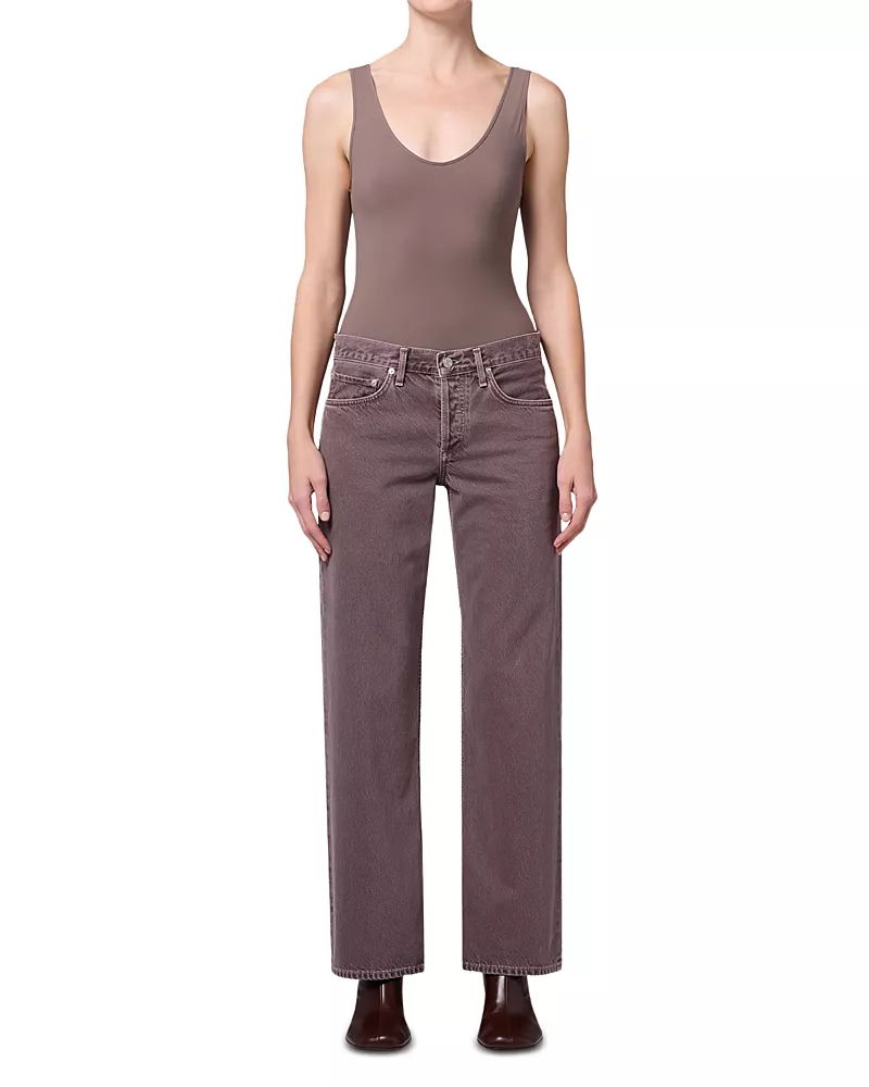 Agolde High Rise Loose Jeans in Mauvine