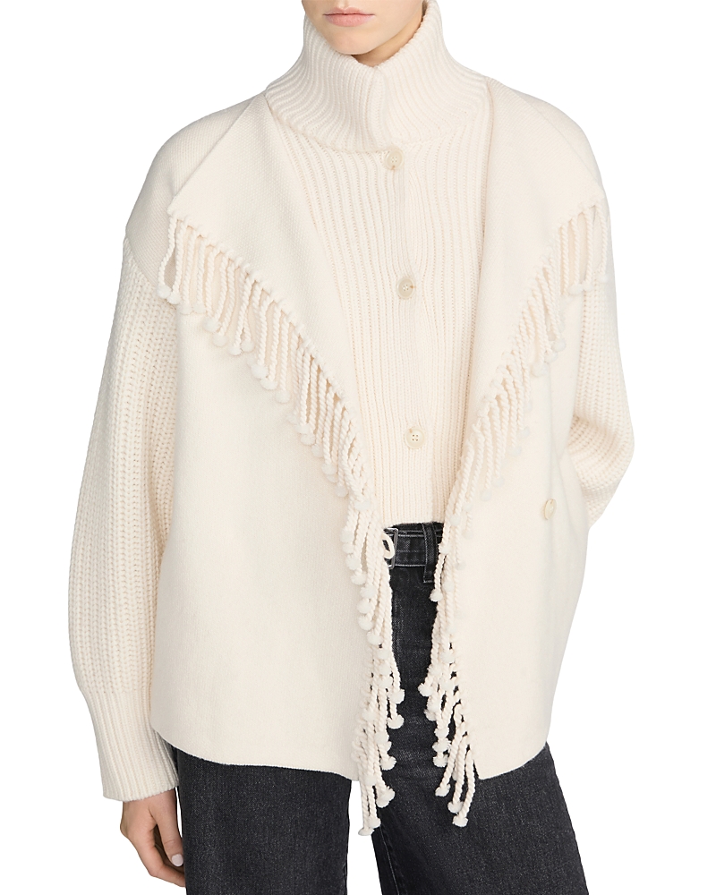 Frame The Cropped Wool Fringed Coat