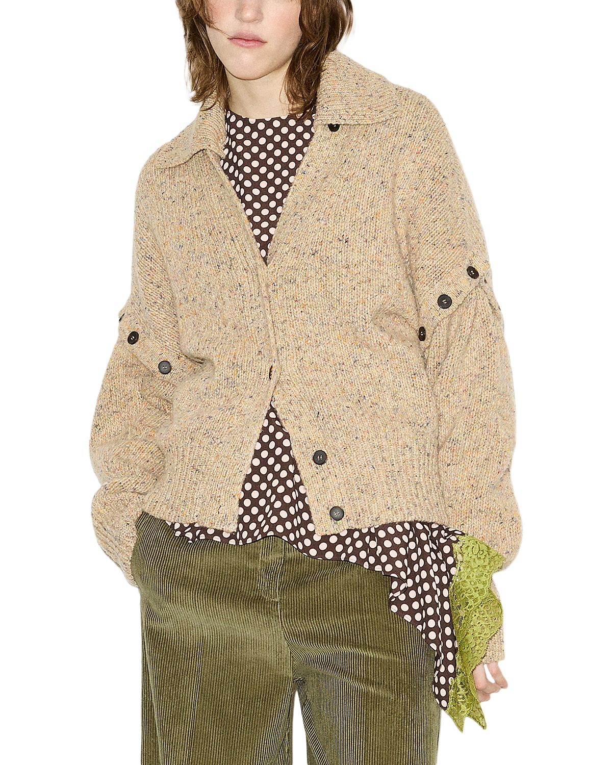 Max & Co. Fiabe Wool Detachable Sleeve Cardigan