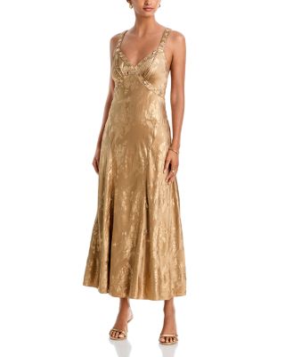 Gilded Peony Thalie Metallic Jacquard Dress