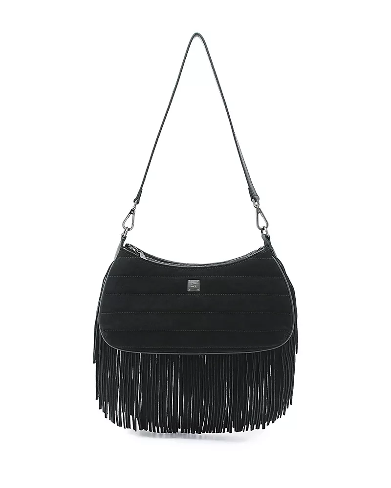 Think Royln Maverick Large Fringed Suede Shoulder Bag