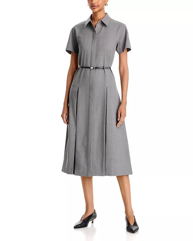 Lafayette 148 New York Belted Pleated A Line Dress