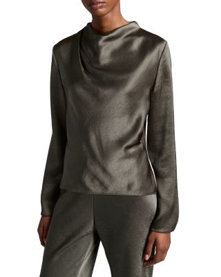 Draped Cowl Neck Long Sleeve Top
