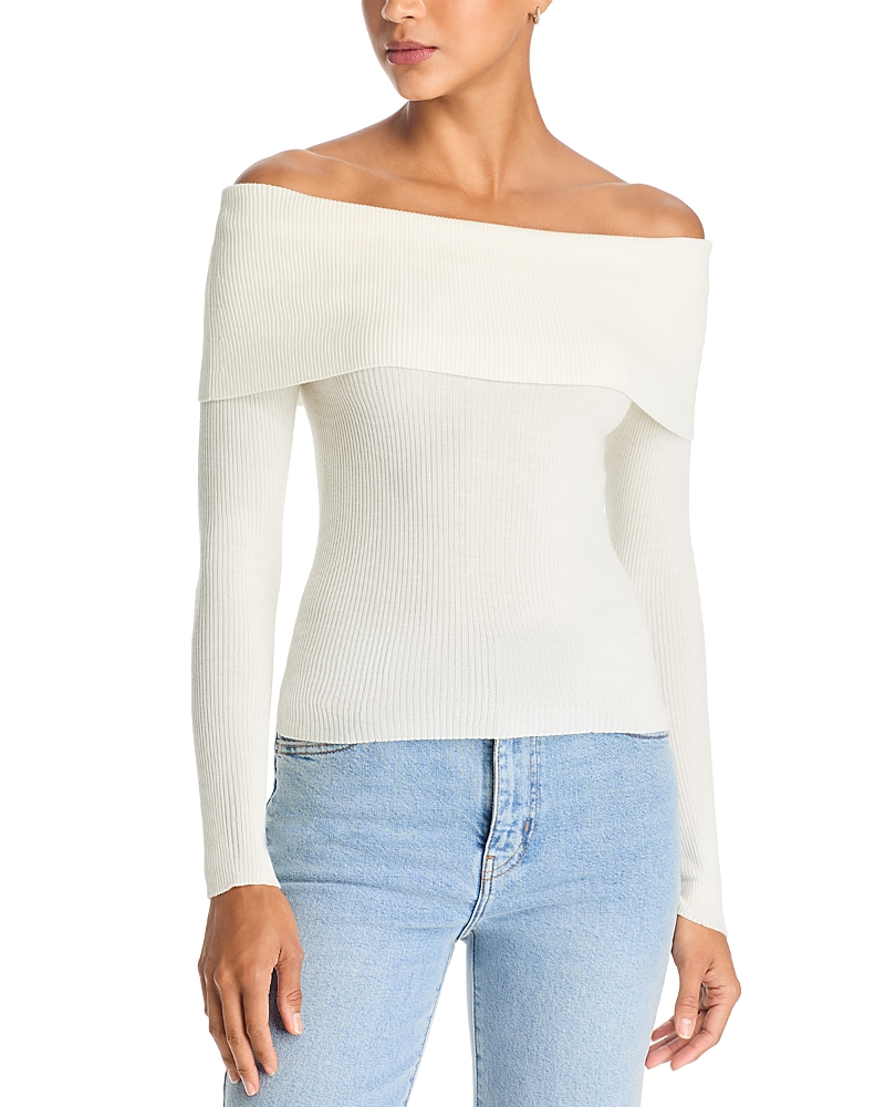 Alice and Olivia Dolan Fold Over Off-the-Shoulder Sweater