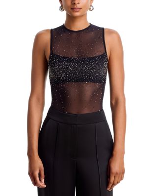 Alice and Olivia Studded Mesh Bandeau Bodysuit