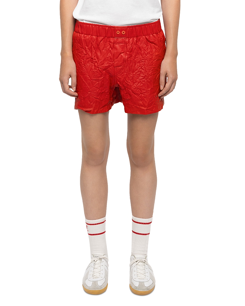 Zadig & Voltaire Pax Crinkled Leather Shorts