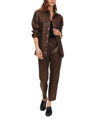 Faux Leather Belted Utility Jacket