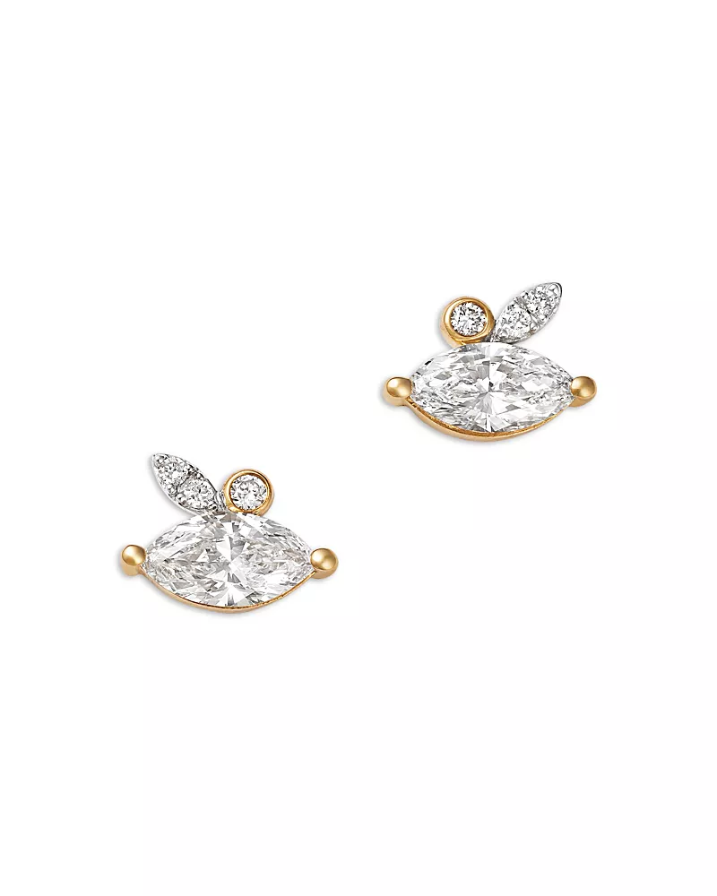Bloomingdale's Fine Collection Luxe Collection Certified Lab Grown Diamond Cluster Stud Earrings in 14K Yellow Gold, 1.0 tcw
