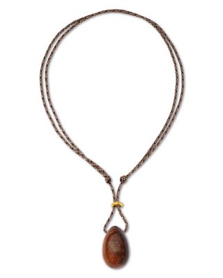 14K Yellow Gold The New Stone Age Tiger Eye Egg Paracord Adjustable Necklace, 24-44"
