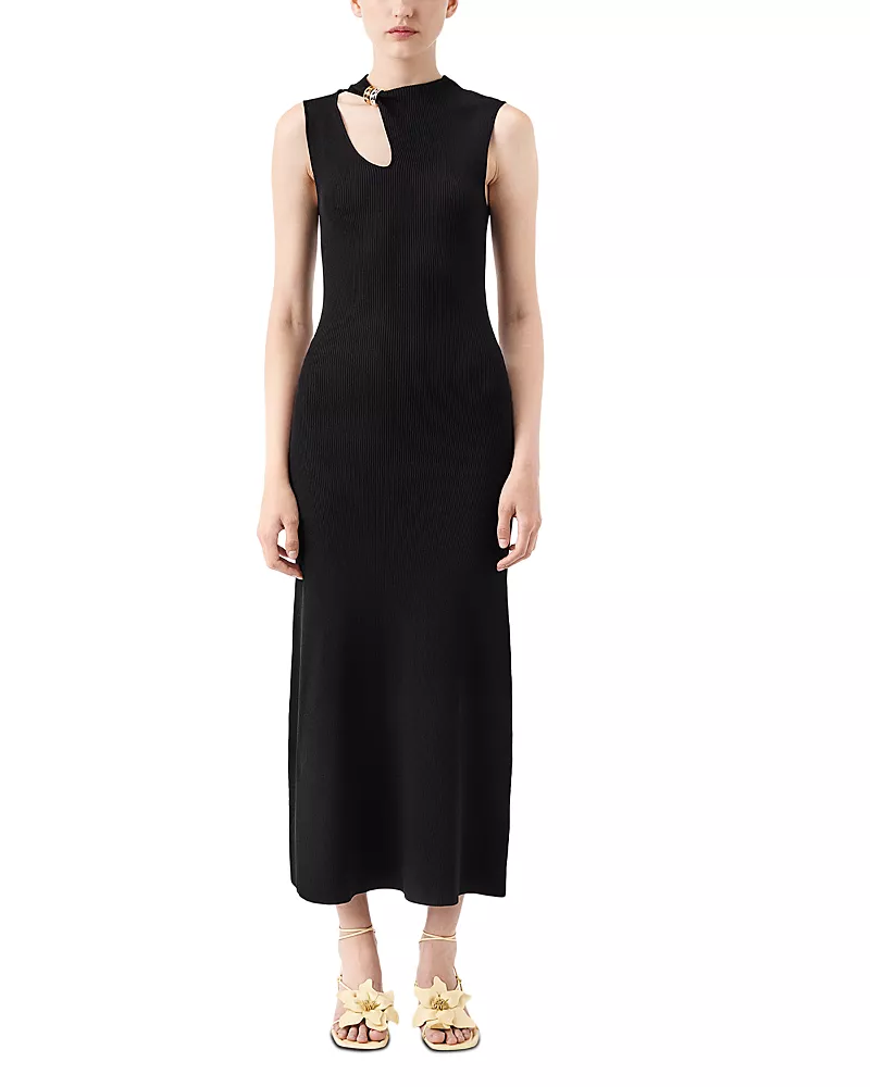 TRESSE Knit Jewelry Neck Cutout Dress