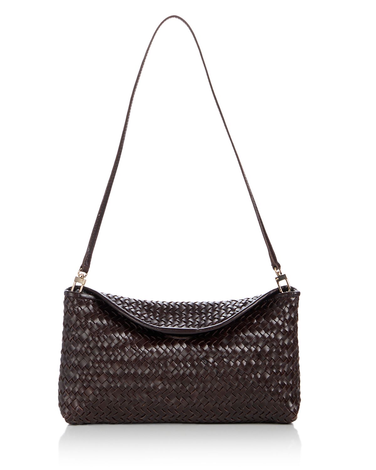 Madewell Lid Top Woven Leather Clutch
