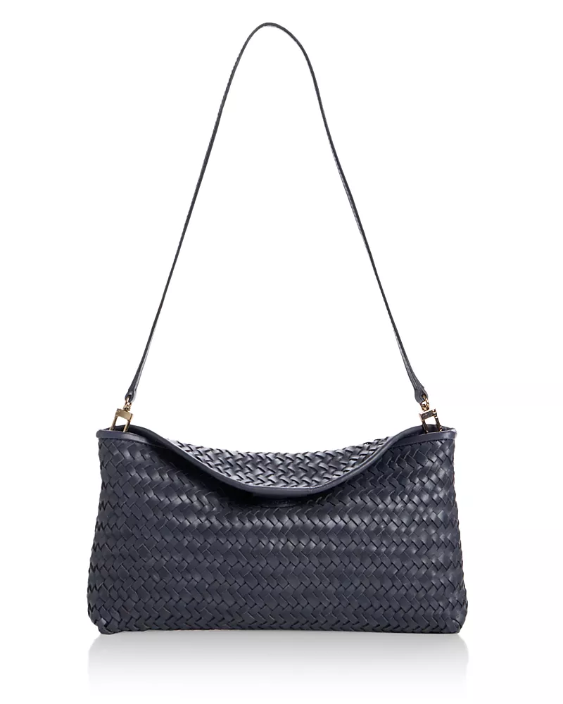 Madewell Lid Top Woven Leather Clutch