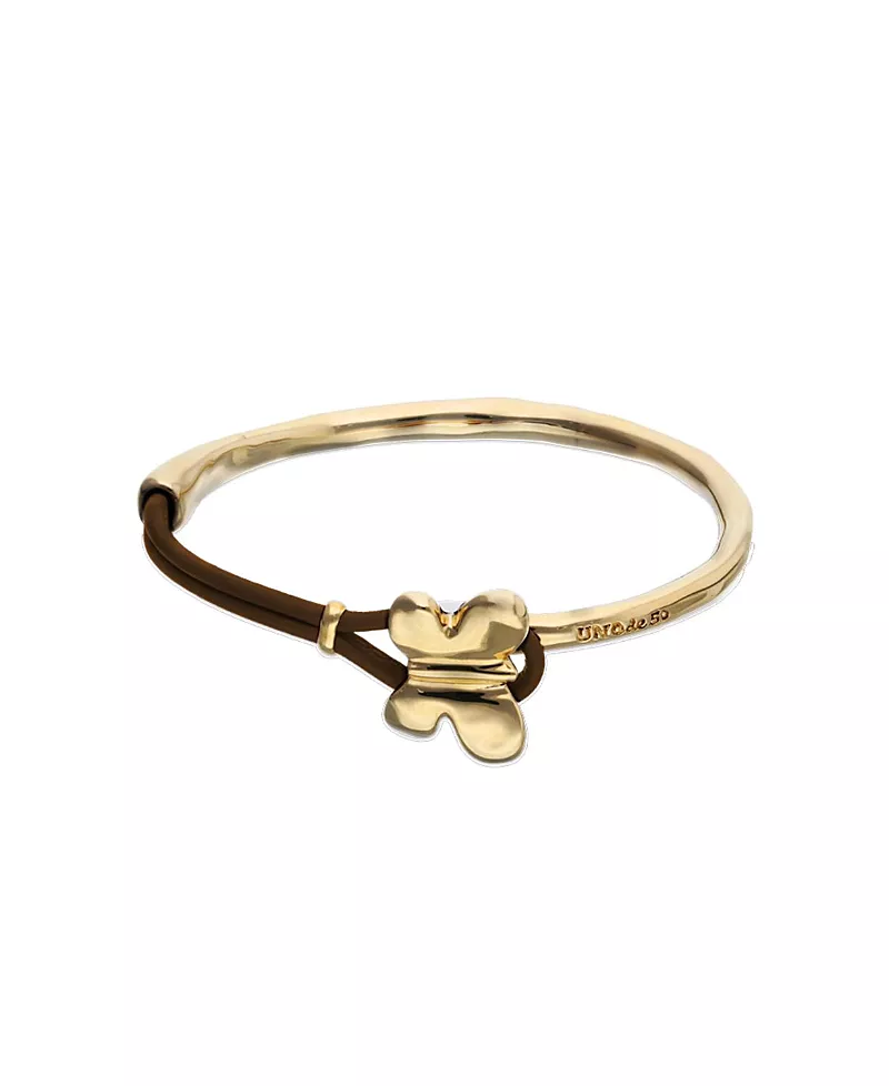 UNOde50 Leather Bracelet with Gold-Tone Butterfly