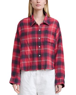 Bailey Cropped Cotton Plaid Shirt