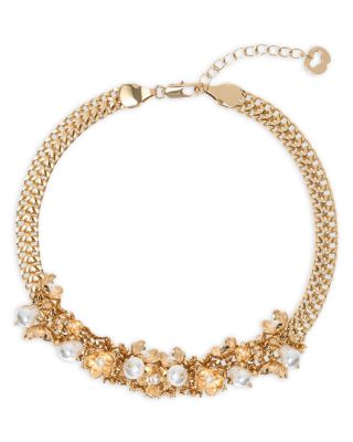 Imitation Pearl Flower Statement Bracelet 