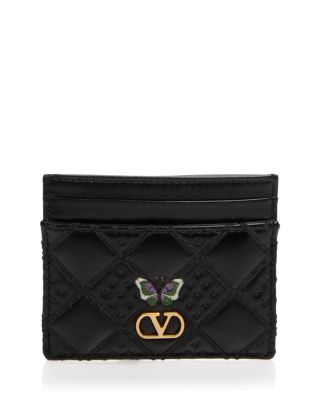 VLogo Quilted Leather Card Case