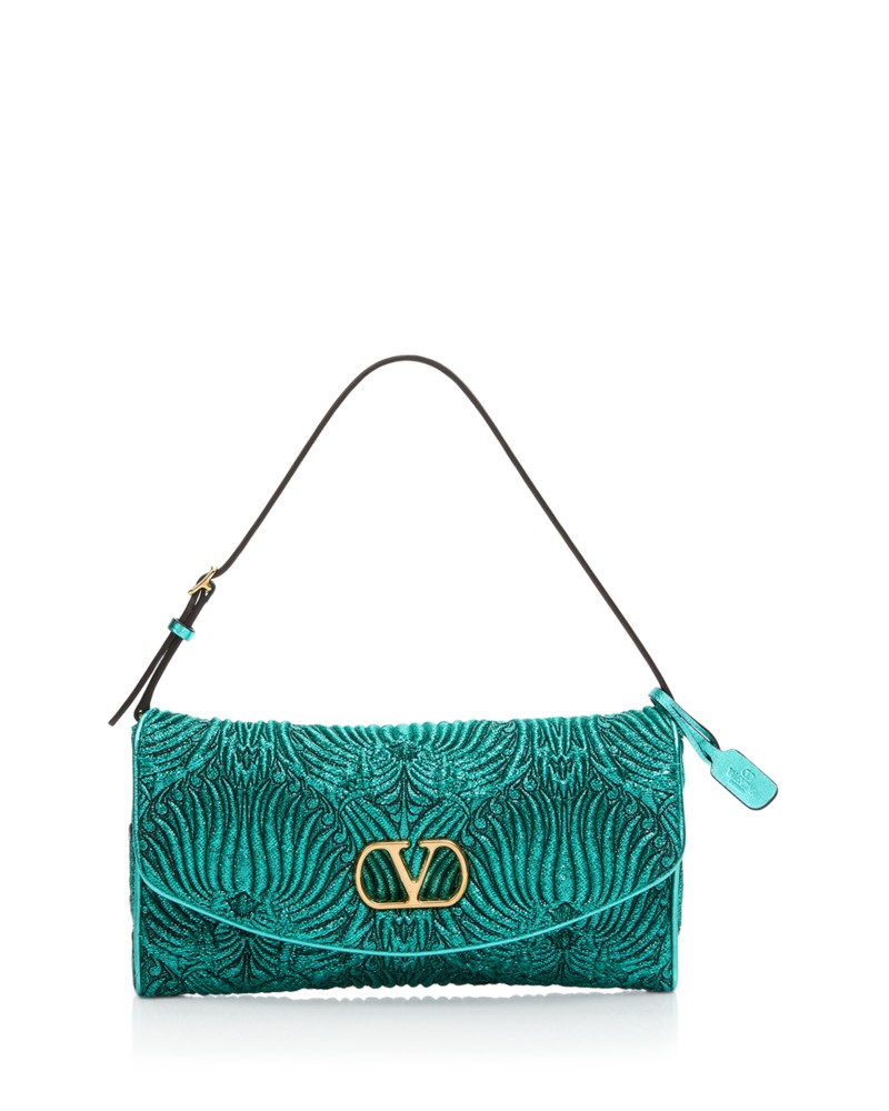 Valentino Garavani DeVain VLogo Embroidered Jacquard Lurex Shoulder Bag by Bloomingdale's