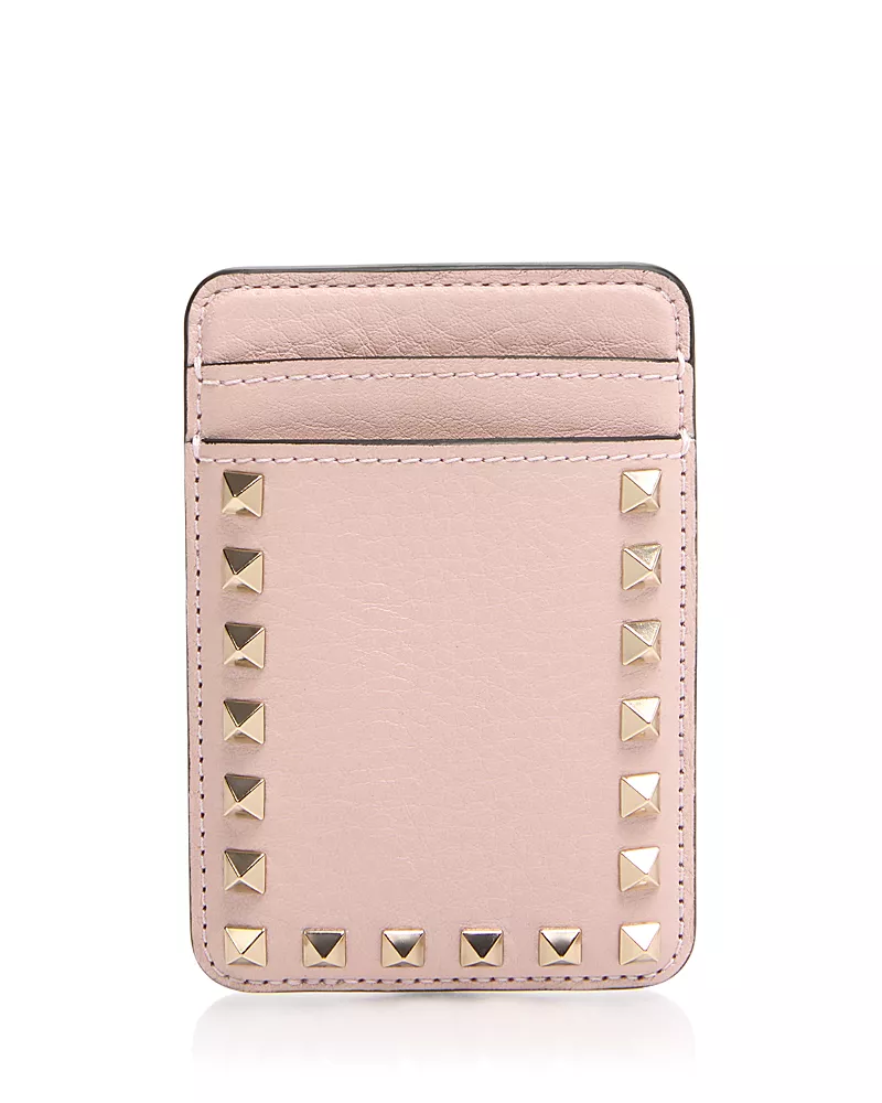 Valentino Garavani Rockstud Magnetic Leather Card Holder