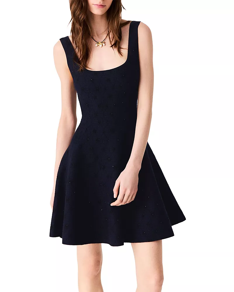 Maje Rowill Jacquard Skater Dress