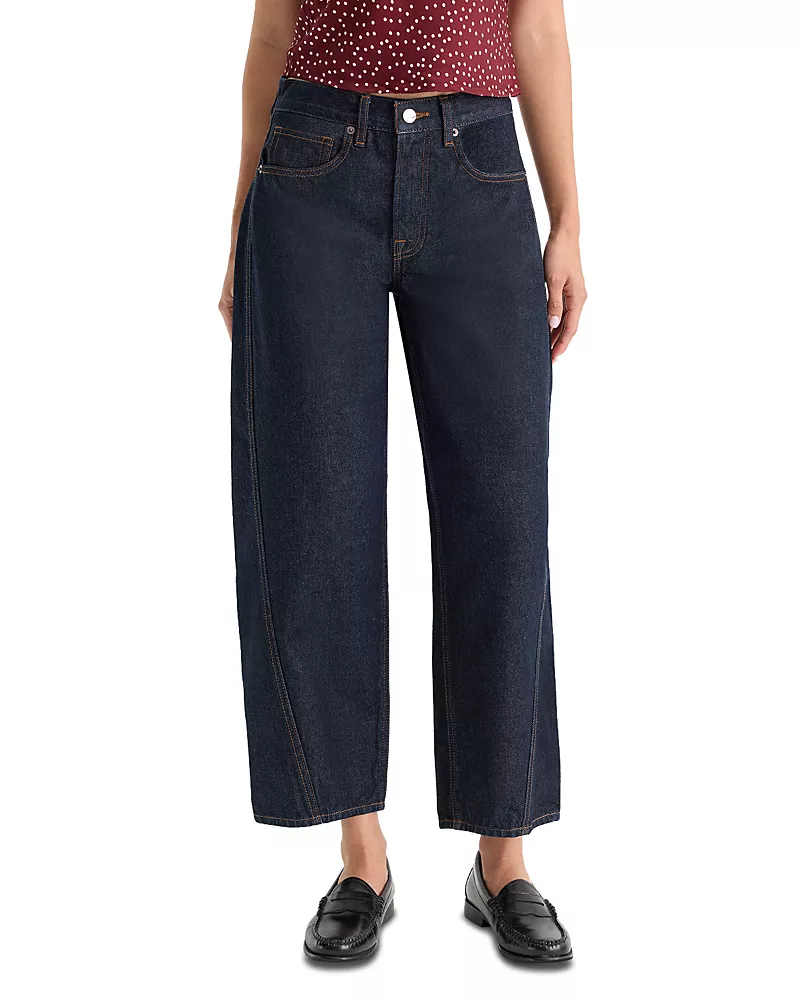 Good American Vintage High Rise Ankle Barrel Jeans in Indigo1302