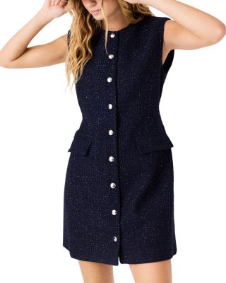 Ramila Metallic Tweed Button Front Dress