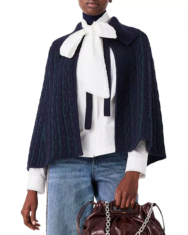 Maje Mapino Wool Blend Cape Cardigan