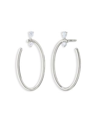 Sterling Silver Sun Moon & Stars White Sapphire Galaxy Oval Wrap Hoop Earrings