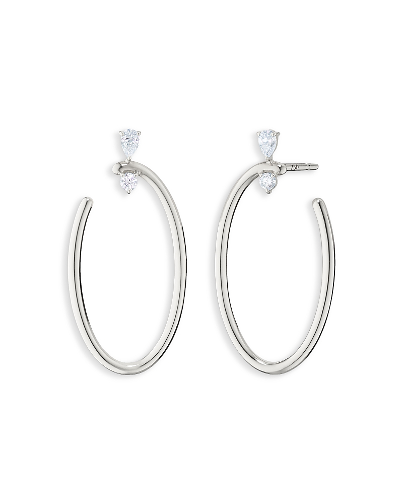 Monica Rich Kosann Sterling Silver Sun Moon & Stars White Sapphire Galaxy Oval Wrap Hoop Earrings