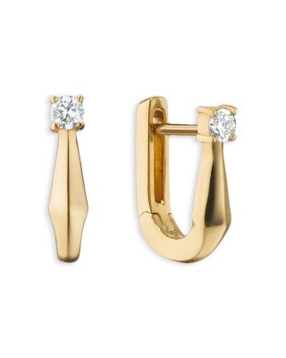 18K Yellow Gold Points North Diamond Petite Hoop Earrings, 0.11 tcw