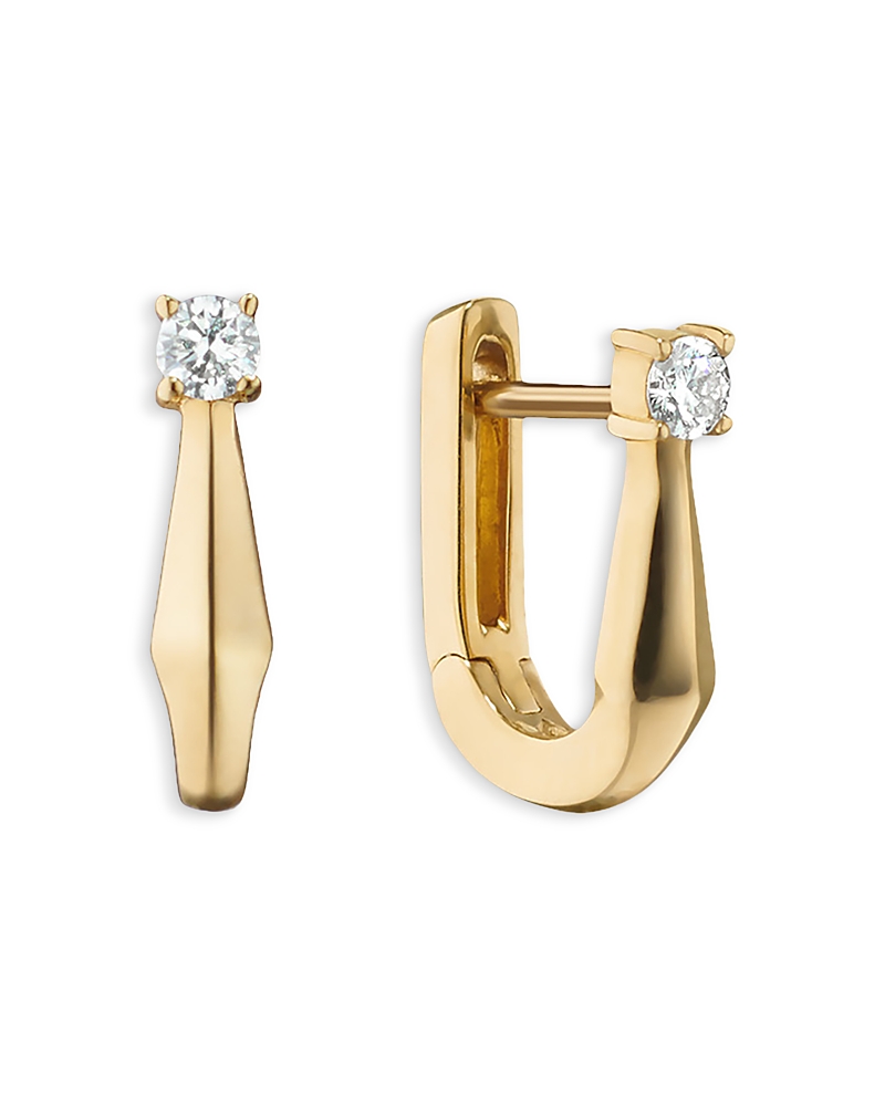Monica Rich Kosann 18K Yellow Gold Points North Diamond Petite Hoop Earrings, 0.11 tcw