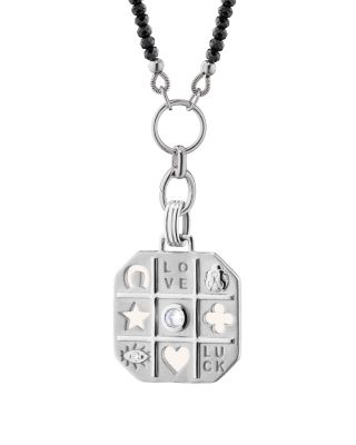 Sterling Silver Design Your Own Black Spinel & White Sapphire Tokens of Luck Pendant Necklace, 16-18"