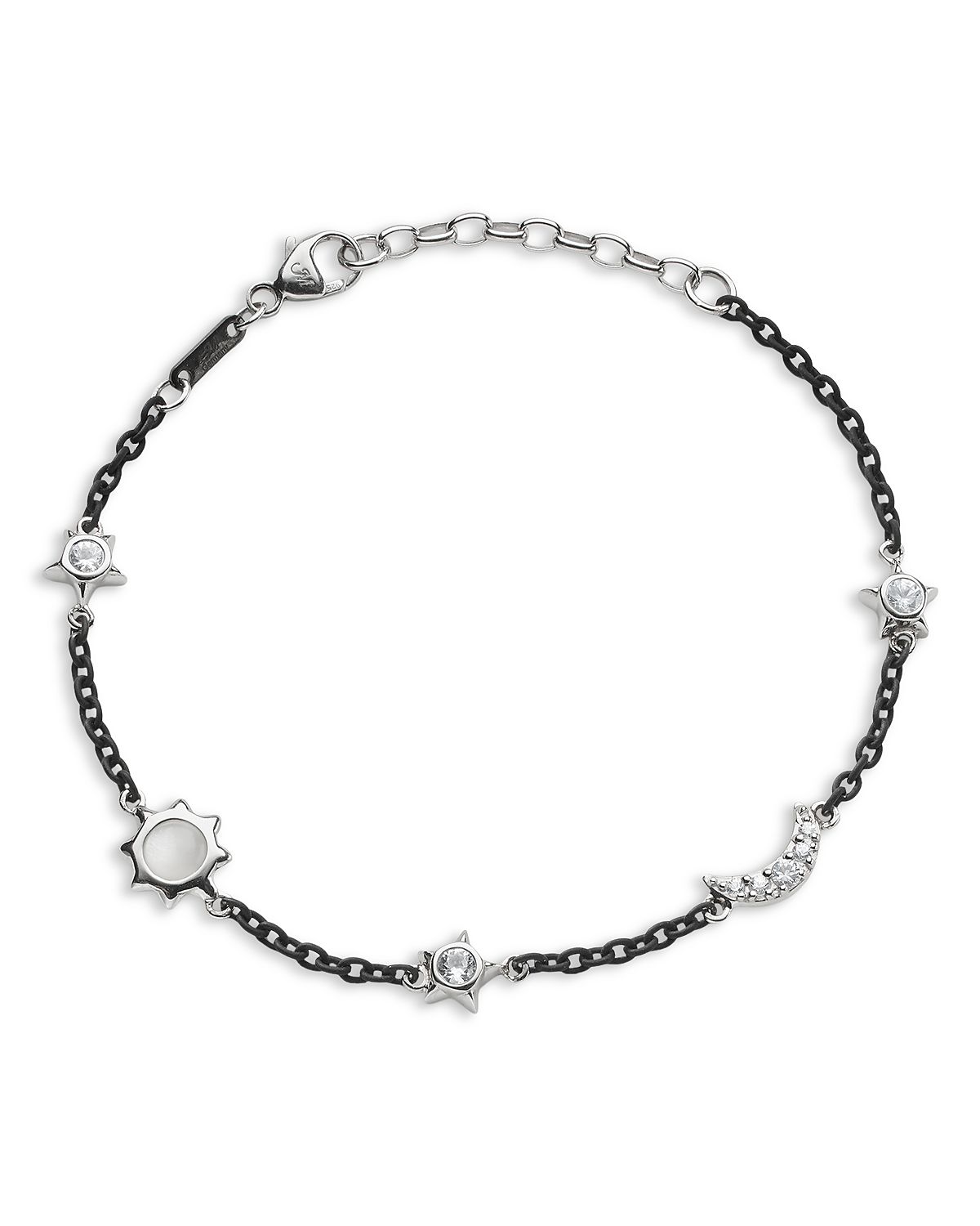 Monica Rich Kosann Sterling Silver & Black Steel White Sapphire & Moonstone Bracelet
