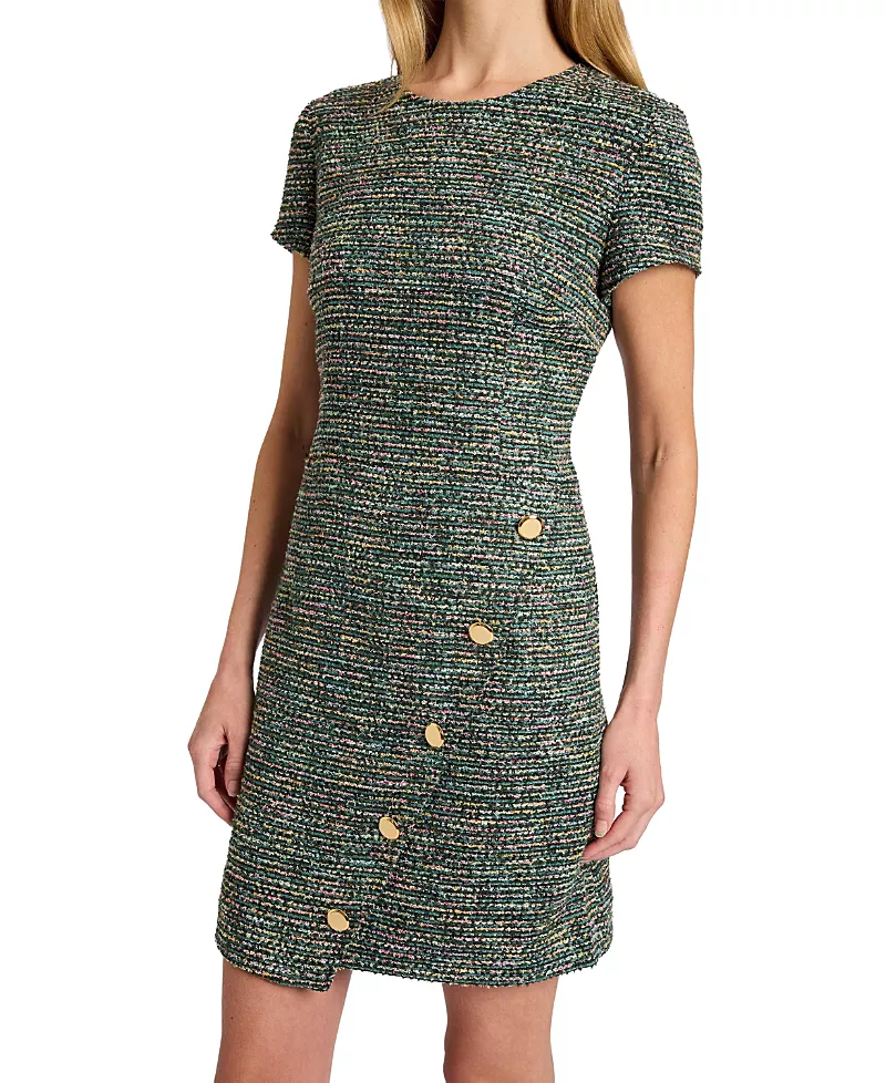 Santorelli Loni Short Sleeve A-Line Dress in Luxury Tweed